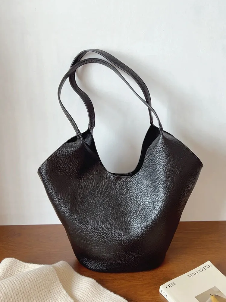 Elena Handbags Simple Leather Tote Bag