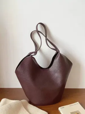 Elena Handbags Simple Leather Tote Bag