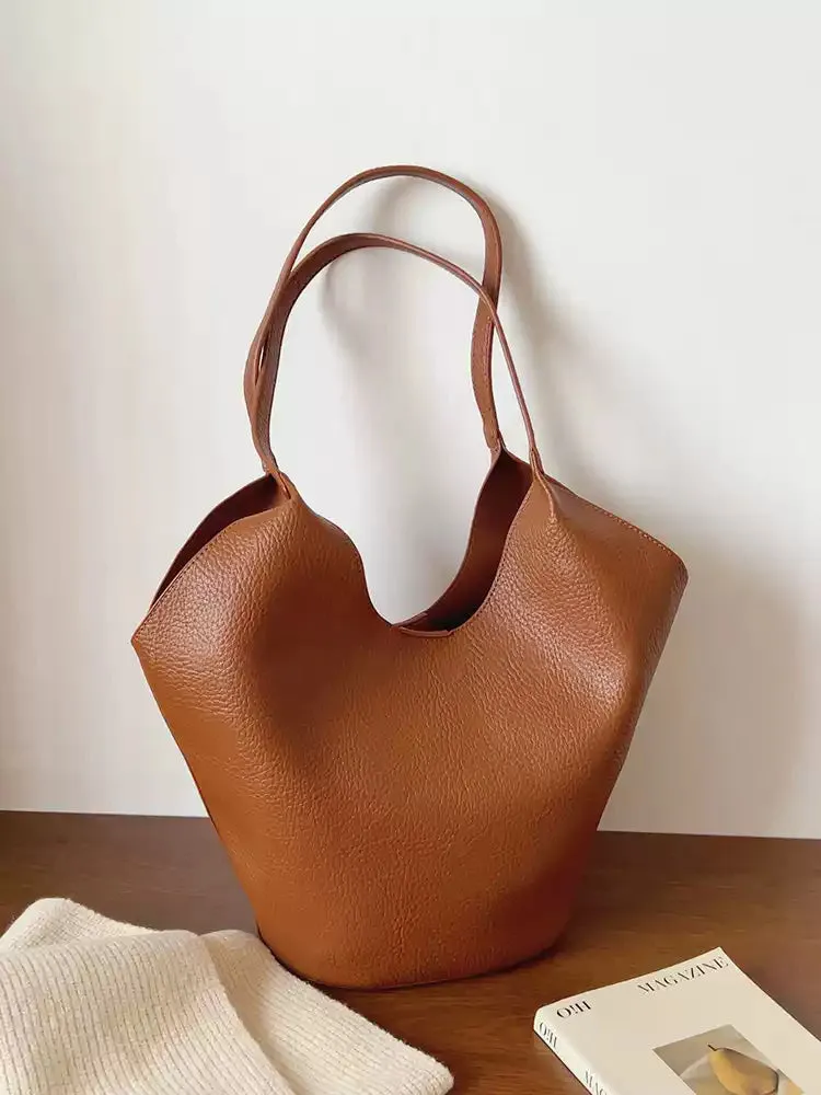 Elena Handbags Simple Leather Tote Bag