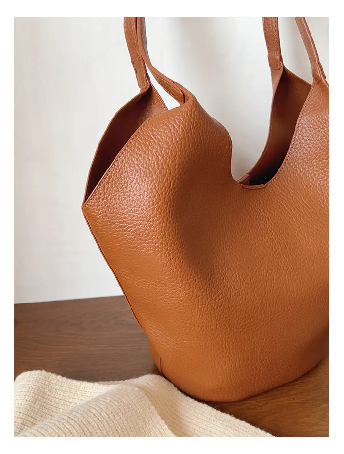 Elena Handbags Simple Leather Tote Bag