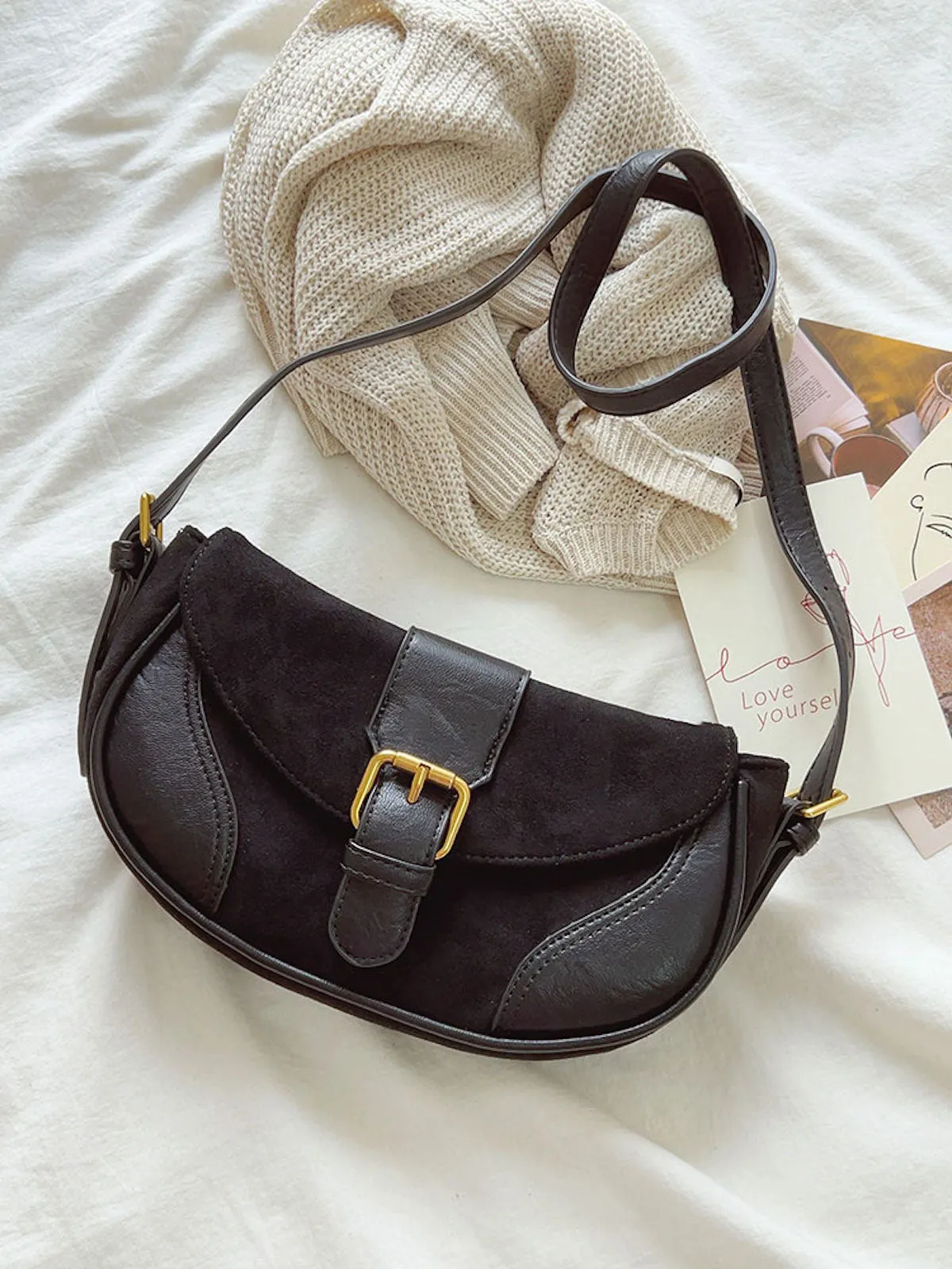 Elena Handbags Small Modern Saddle Bag