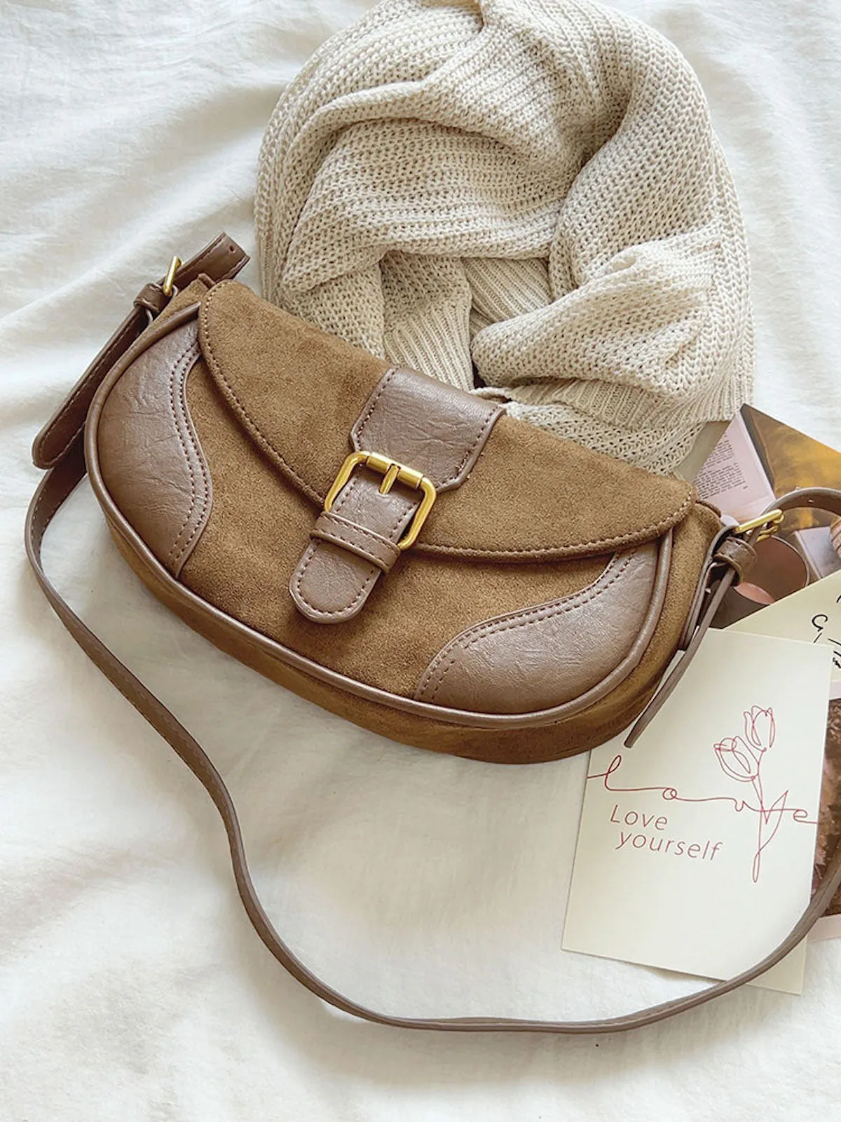 Elena Handbags Small Modern Saddle Bag