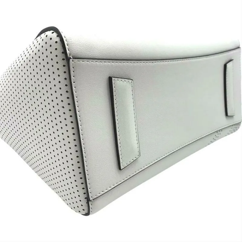 Givenchy Small Antigona Perforated Satchel White Leather Shoulder Bag