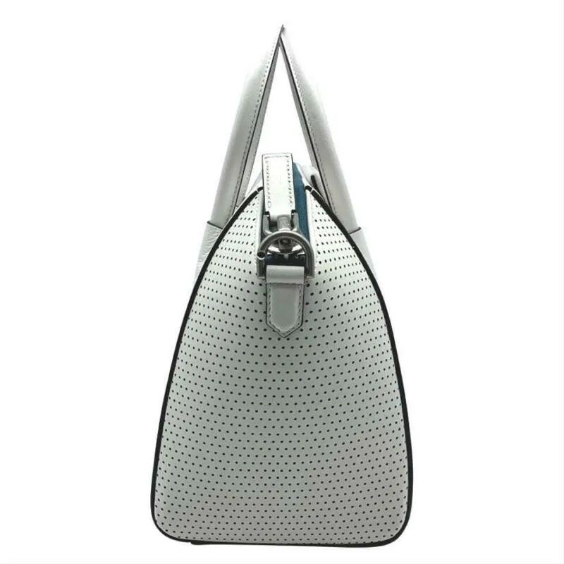 Givenchy Small Antigona Perforated Satchel White Leather Shoulder Bag