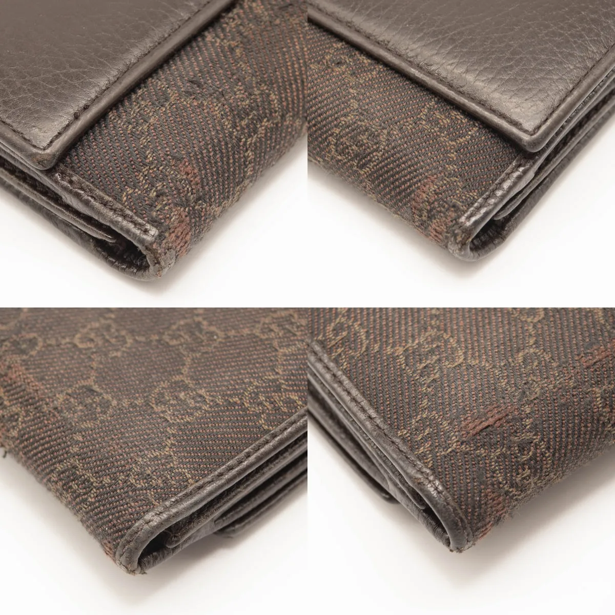 Gucci Monogram Interlocking G Continental Wallet Brown Canvas Studded Flap