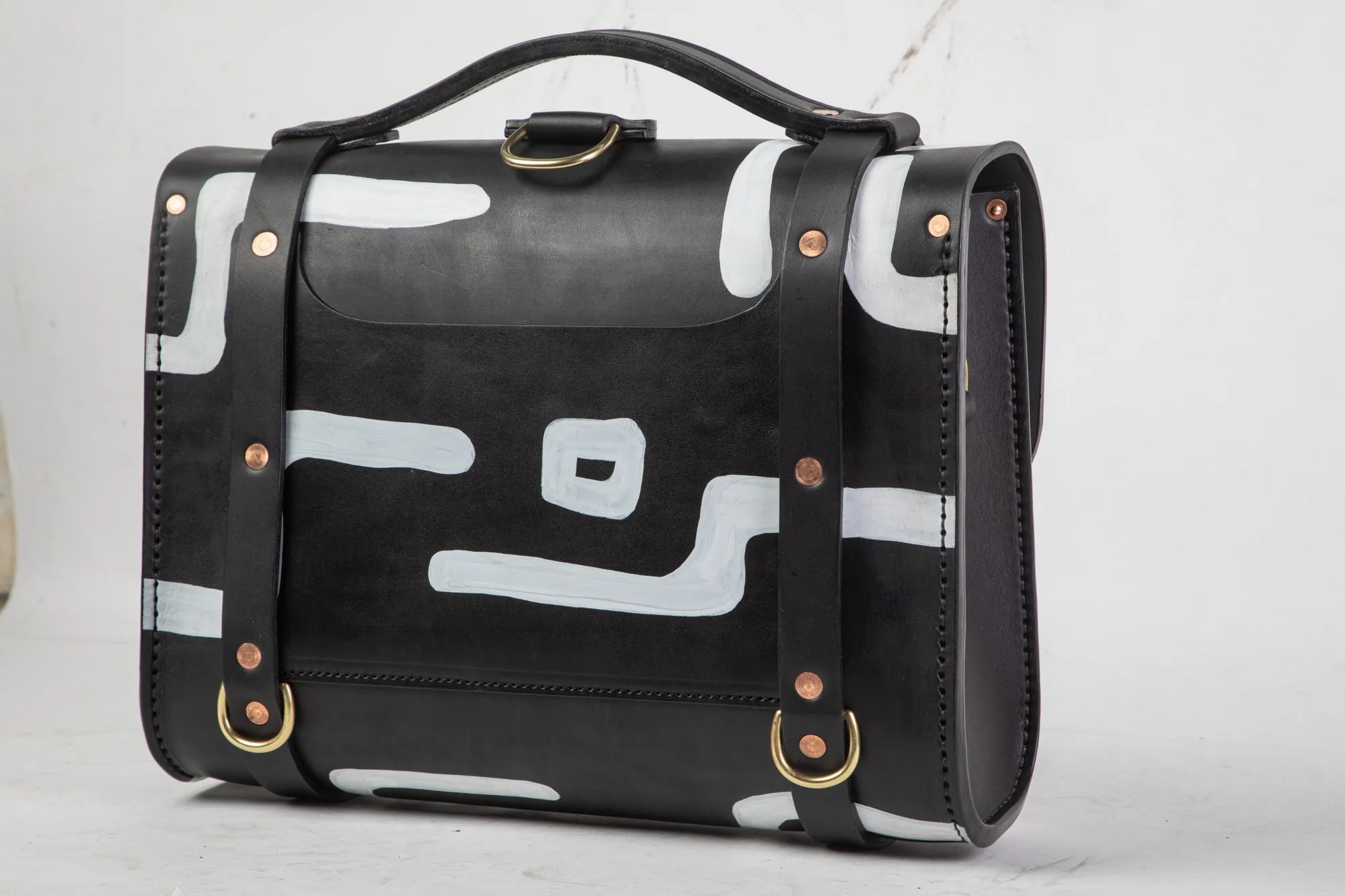 Hand Painted Porter Satchel // Black