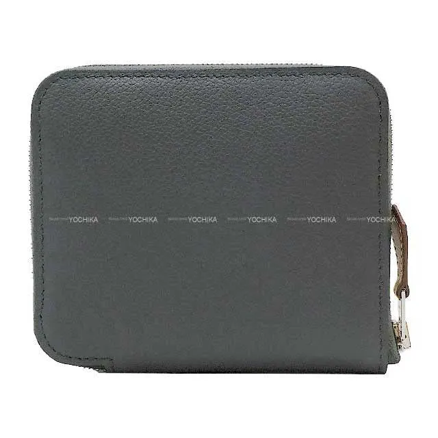 HERMES Bi-fold wallet Azap Silk in Compact Faubourg Rainbow Gris Misty/Beige Marfa Evercolor/Veau Barenia/Silk100% Silver HW Stamp B[BRAND NEW][Authentic]