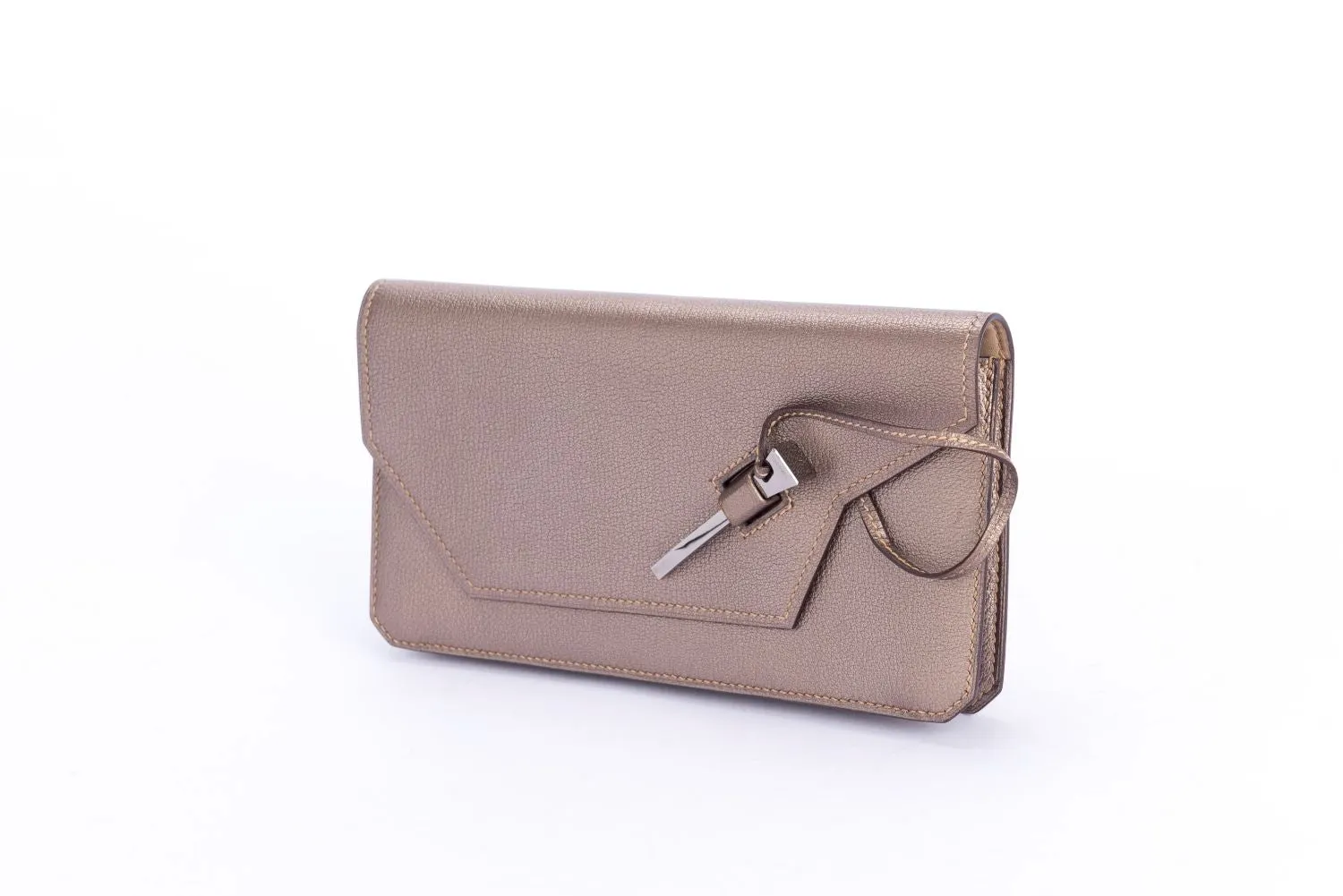 Hermes Clutch Metallic Grey Clutch with Mirror & Box