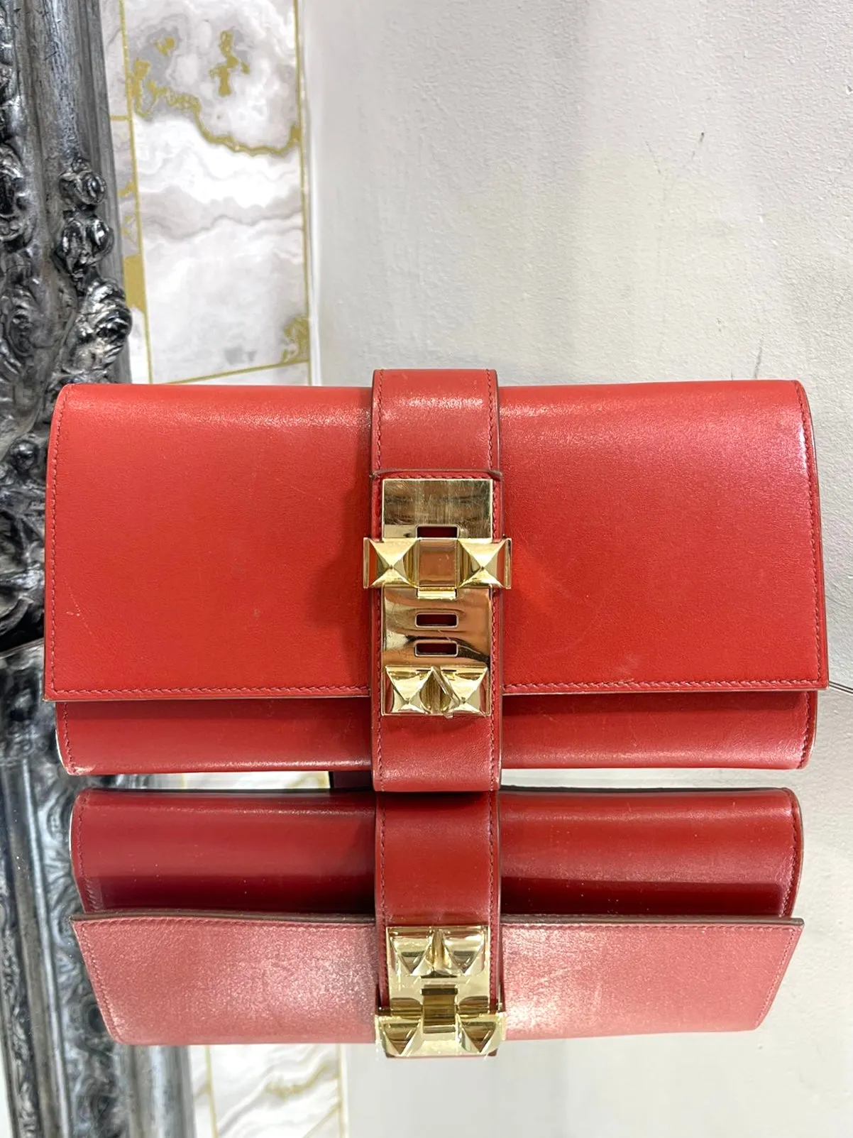 Hermes Leather Medor Clutch Bag