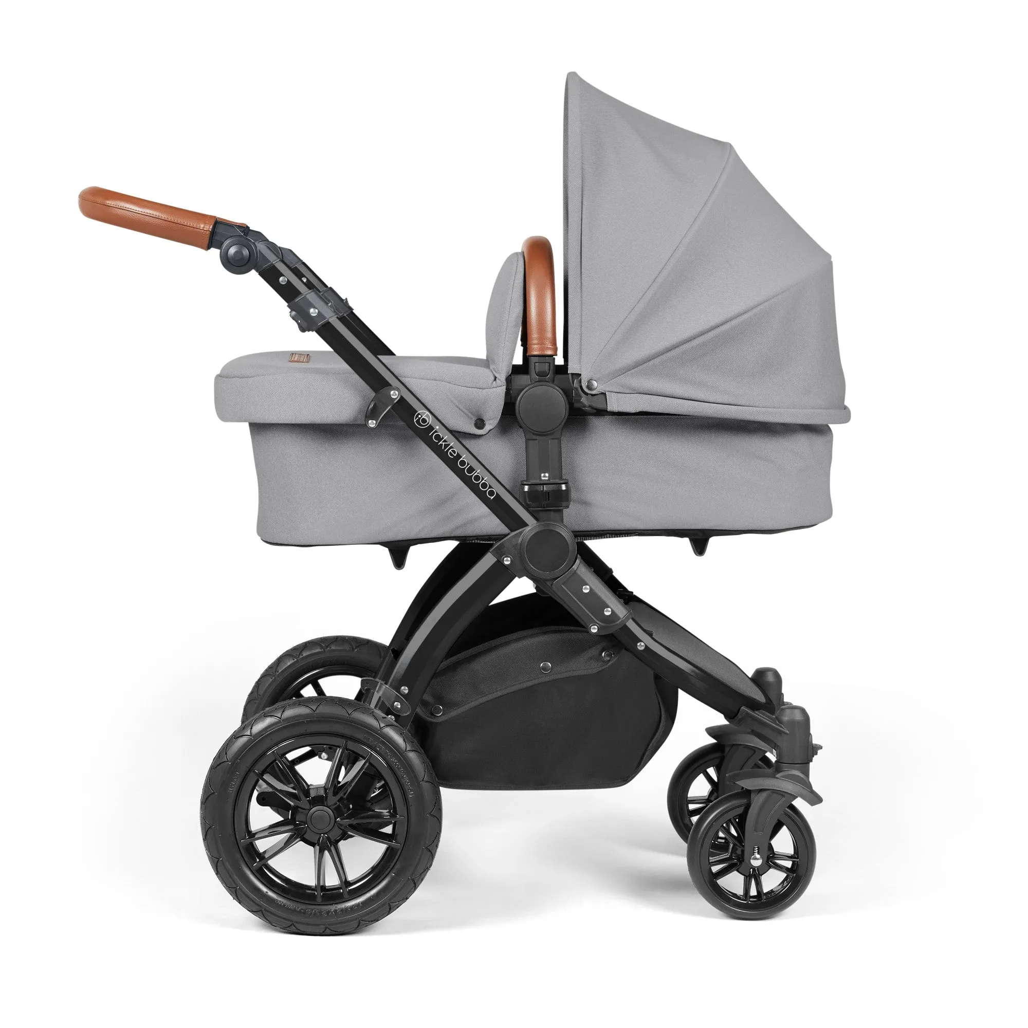 Ickle Bubba Stomp Luxe 2 in 1 Pushchair Pearl Grey on Black