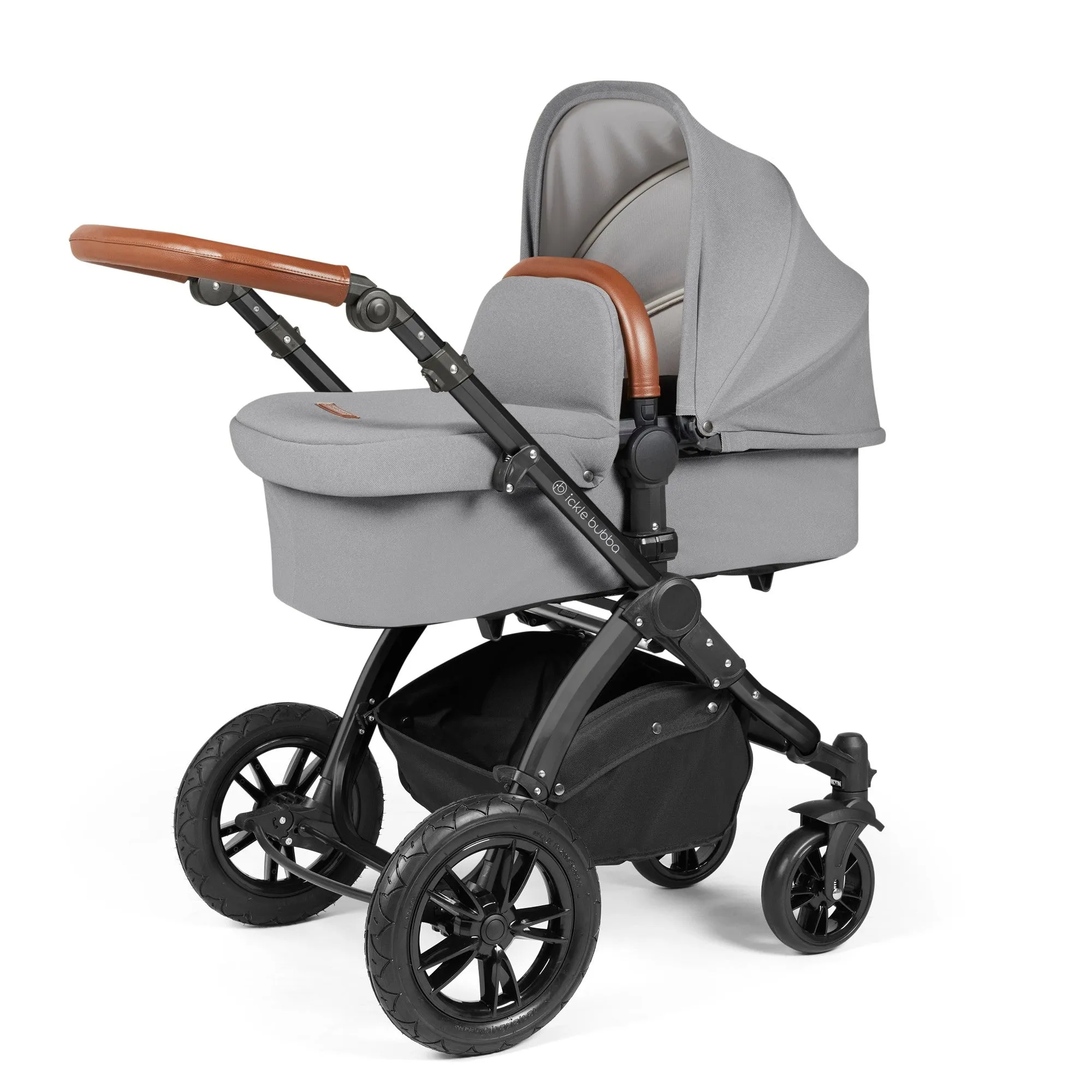 Ickle Bubba Stomp Luxe 2 in 1 Pushchair Pearl Grey on Black