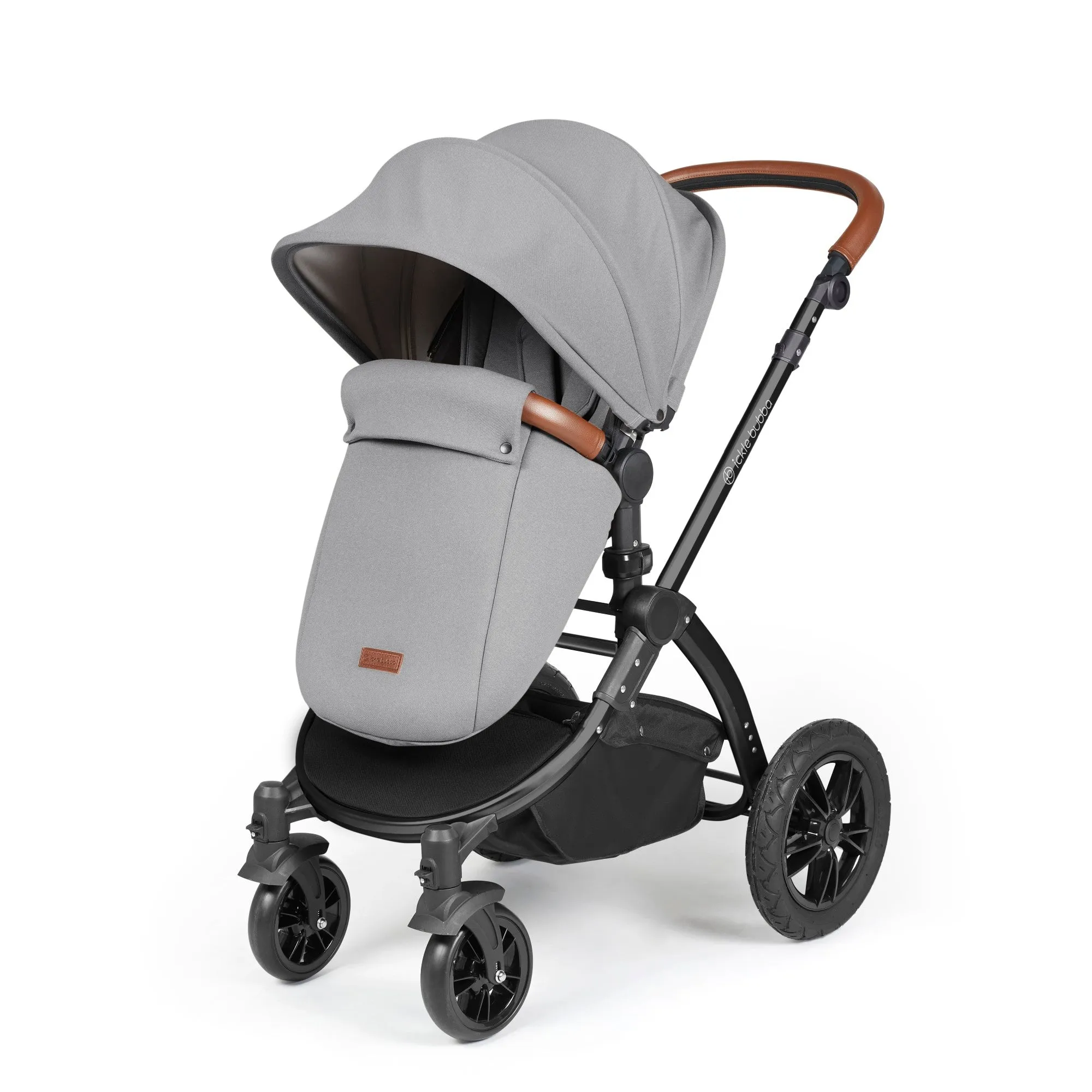 Ickle Bubba Stomp Luxe 2 in 1 Pushchair Pearl Grey on Black