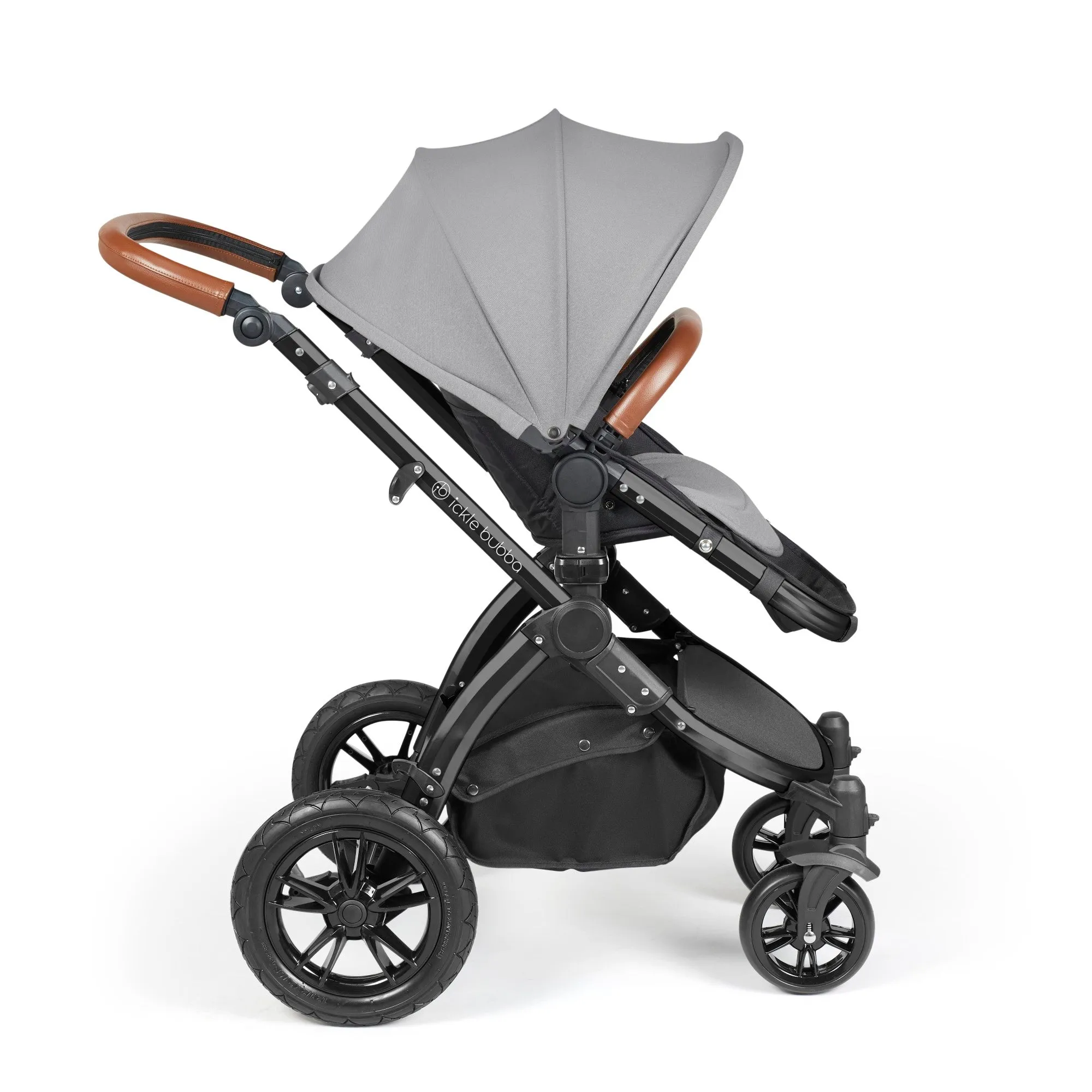 Ickle Bubba Stomp Luxe 2 in 1 Pushchair Pearl Grey on Black