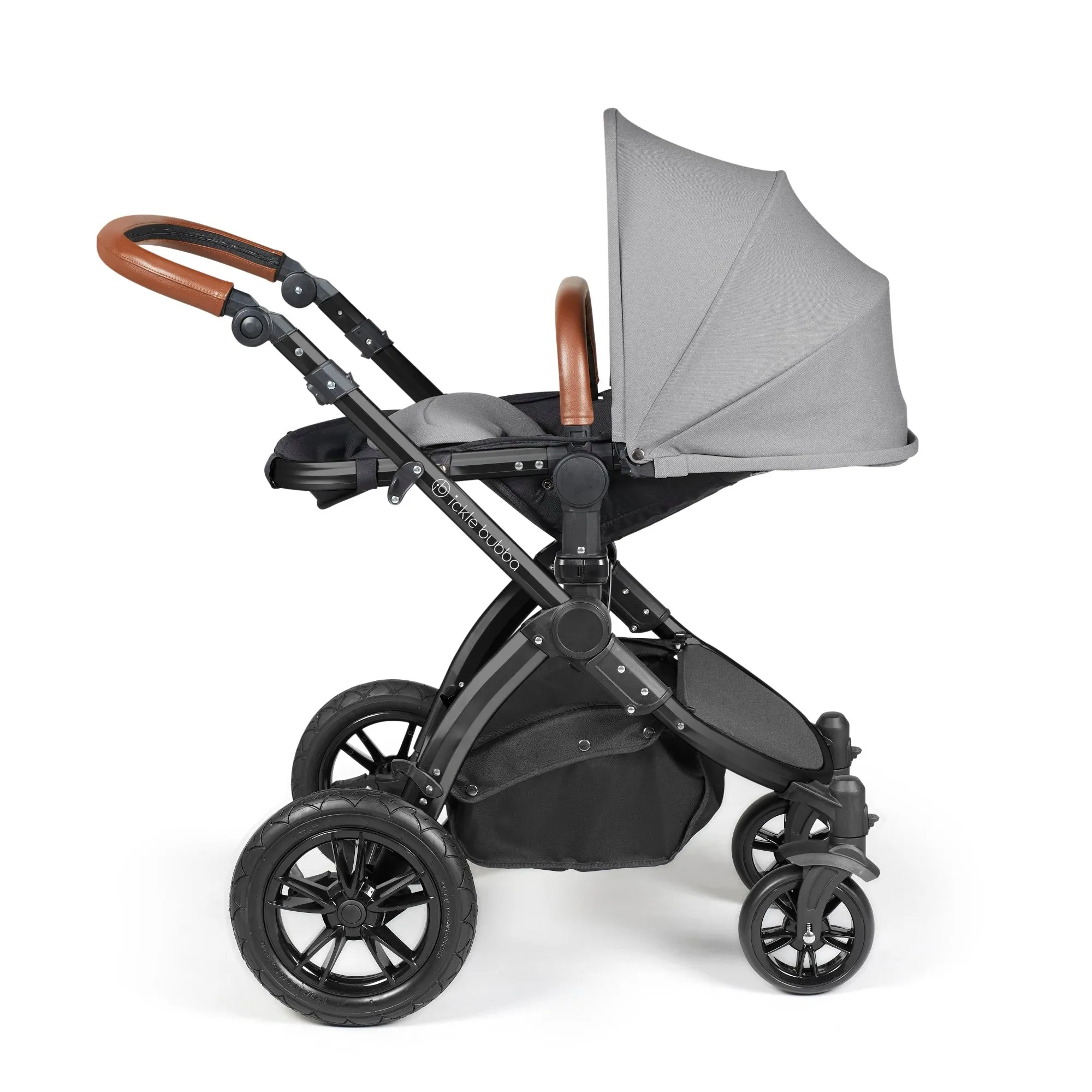 Ickle Bubba Stomp Luxe 2 in 1 Pushchair Pearl Grey on Black