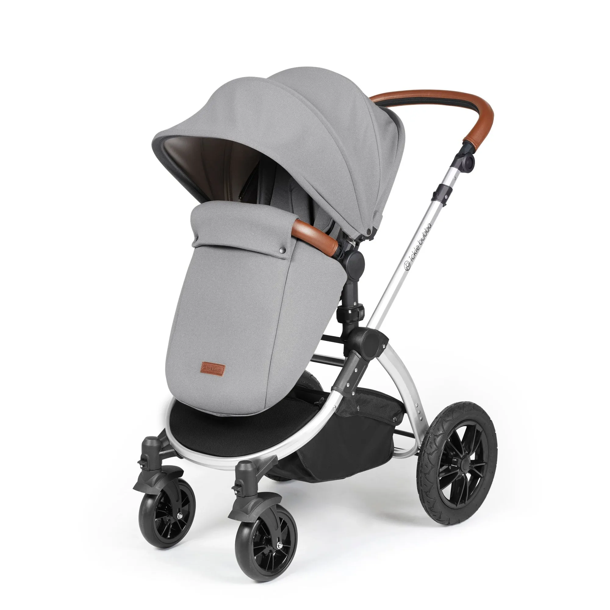 Ickle Bubba Stomp Luxe 2 in 1 Pushchair Pearl Grey on Silver