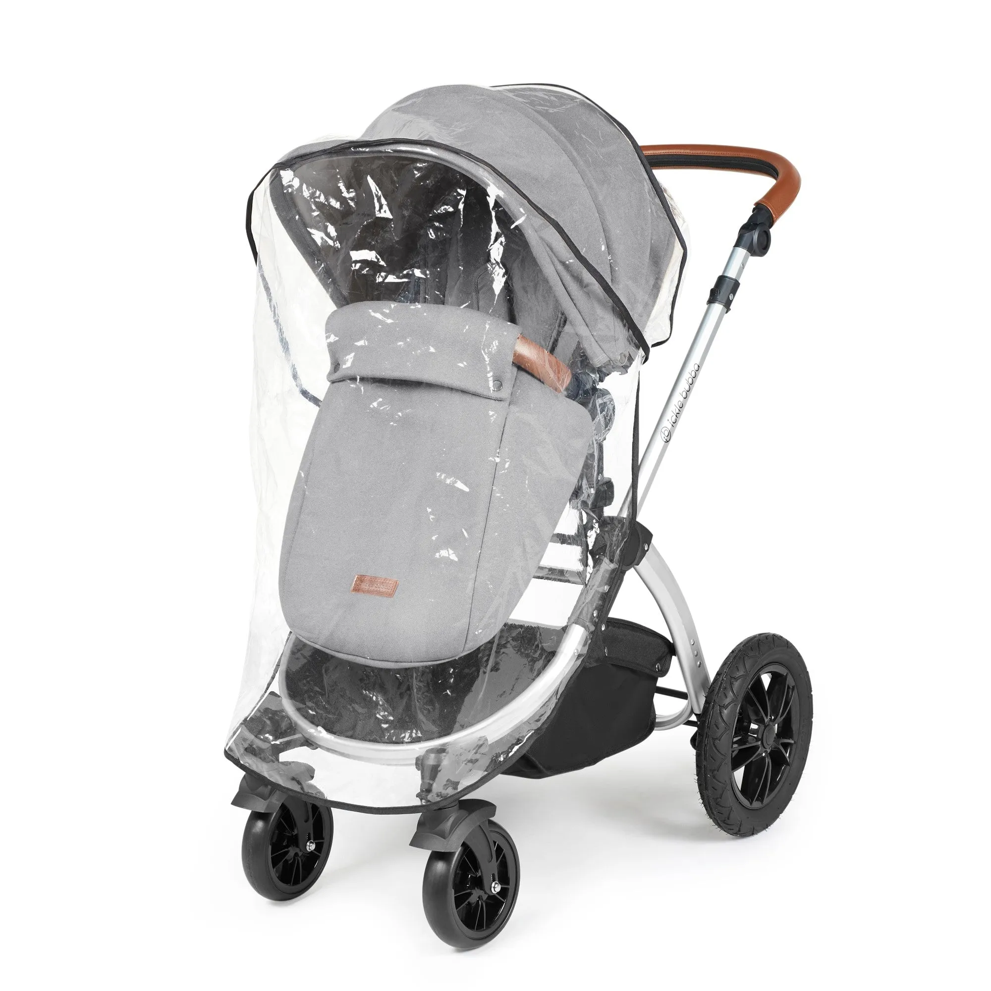 Ickle Bubba Stomp Luxe All-in-One I Size Travel System With Isofix Base (Stratus) Pearl Grey on Silver