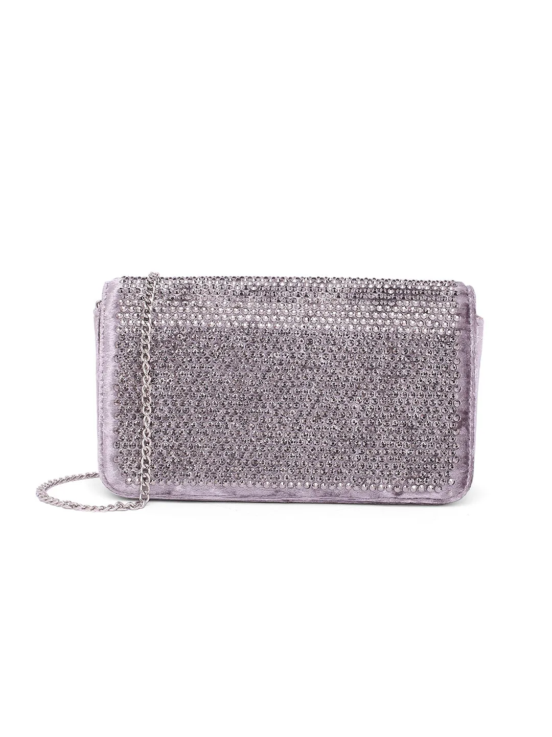 Inc.5 Women Grey Embellished Fancy Clutch