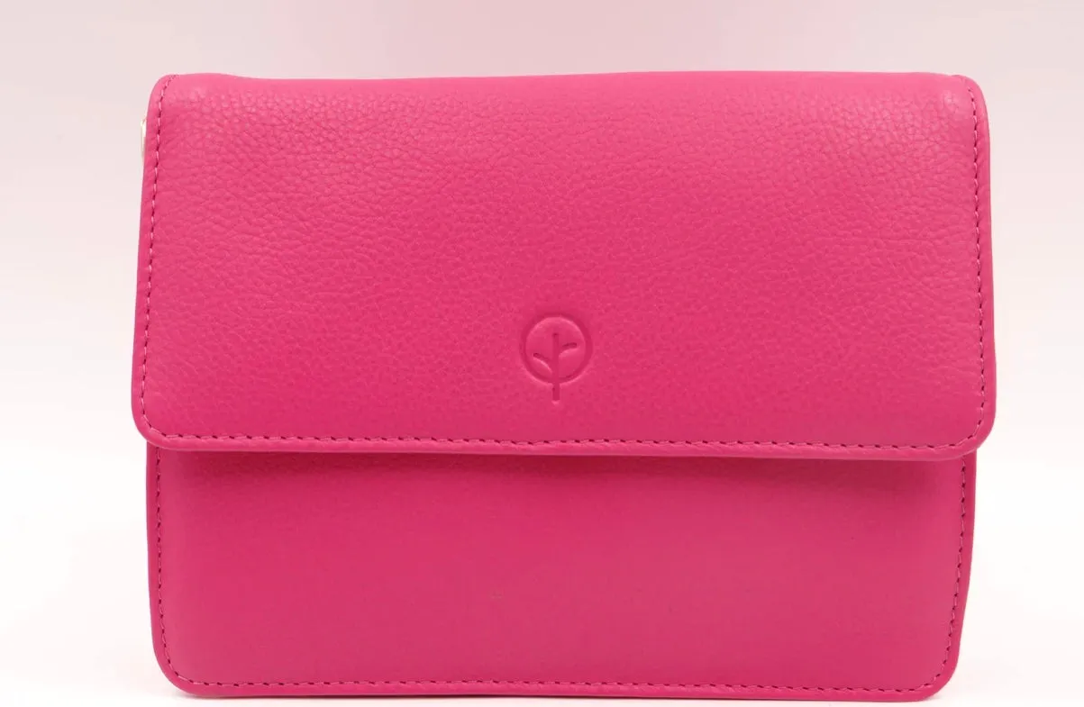 Leather Small Cross Body Bag Fuchsia