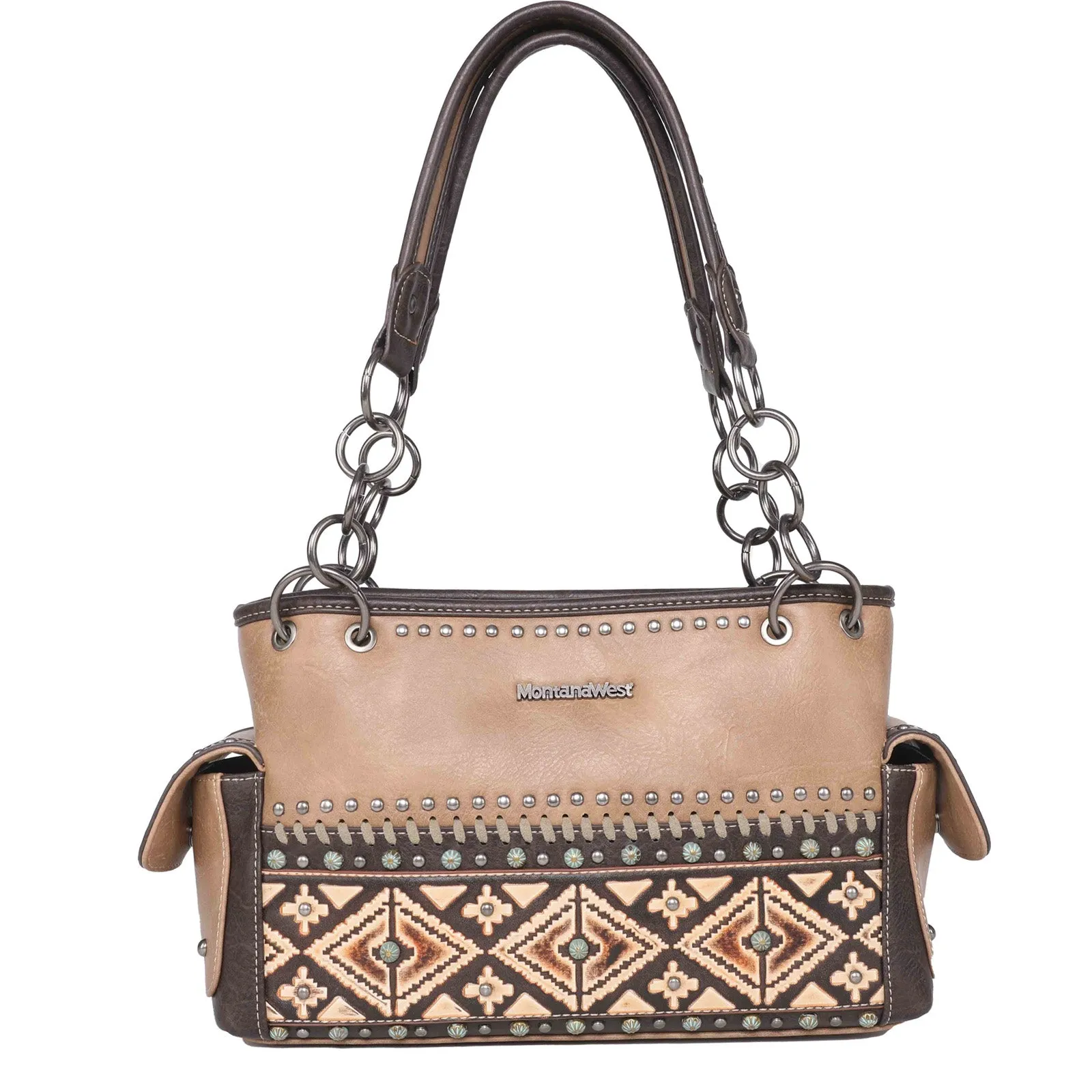 MW1066G-8085 Montana West Aztec Tooled Collection Concealed Carry Satchel