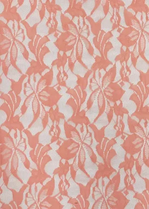 NYLON STRETCHED FLORAL DSN-0275 LACE KNIT<br><h6>19-CORAL ALMOND<br>219DL-LC*D#0275</h6>