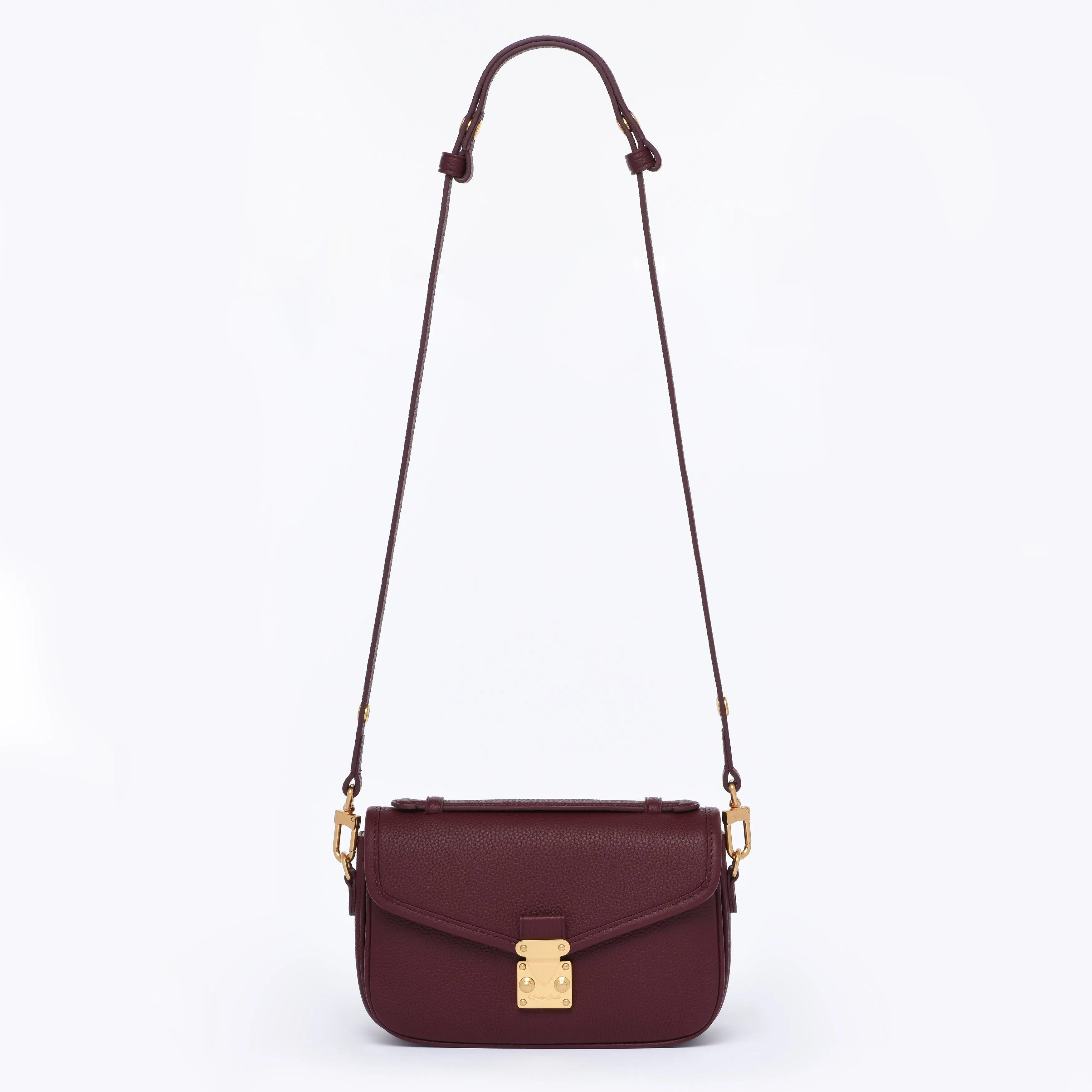 PRE ORDER Burgundy - "Le Petit Paris15" Crossbody bag - Antique Gold Hardware