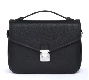 PRE ORDER Silver hardware Black Togo and Vachetta Leather - "Paris15" Satchel Crossbody bag