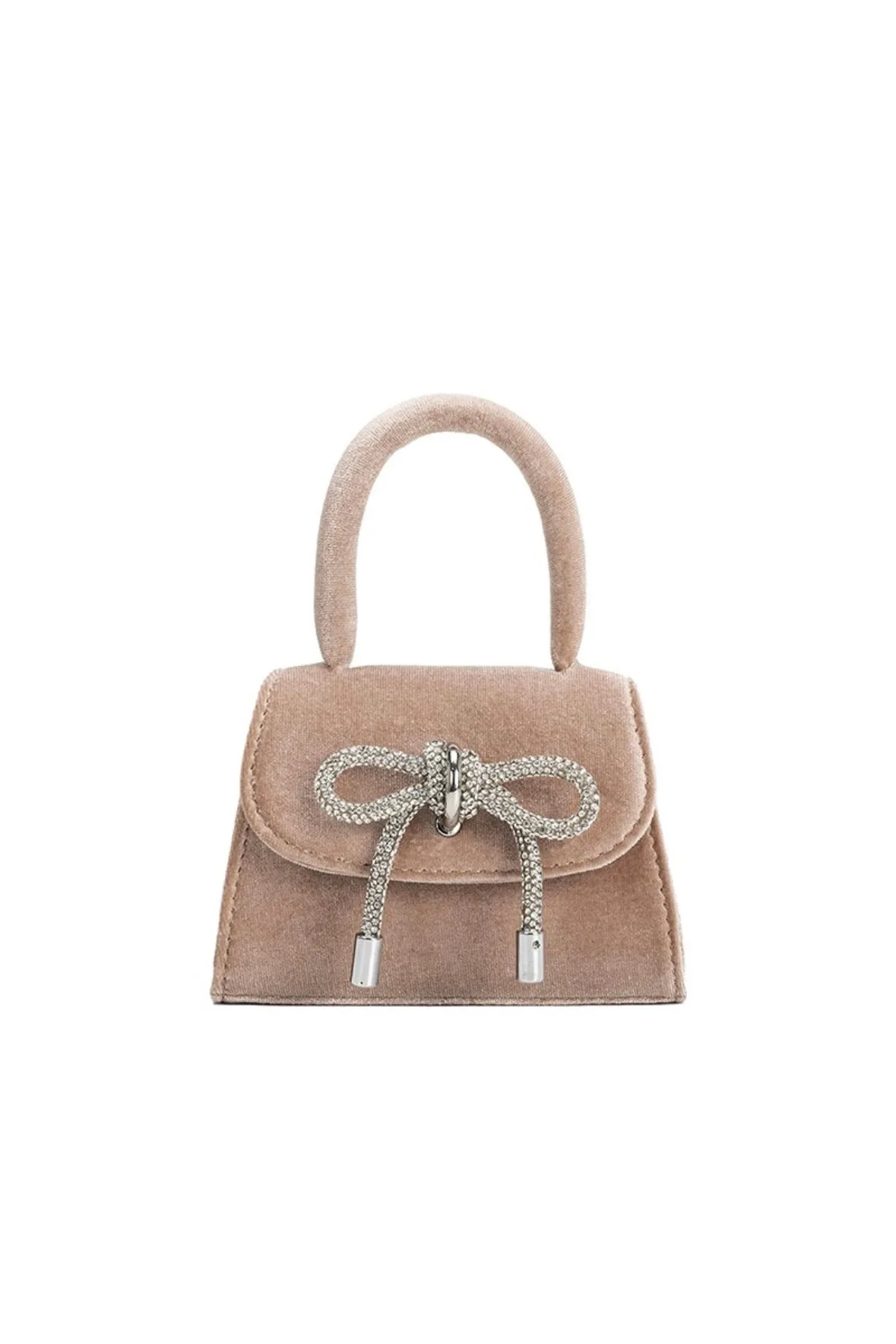 SABRINA TAUPE MINI VELVET BAG