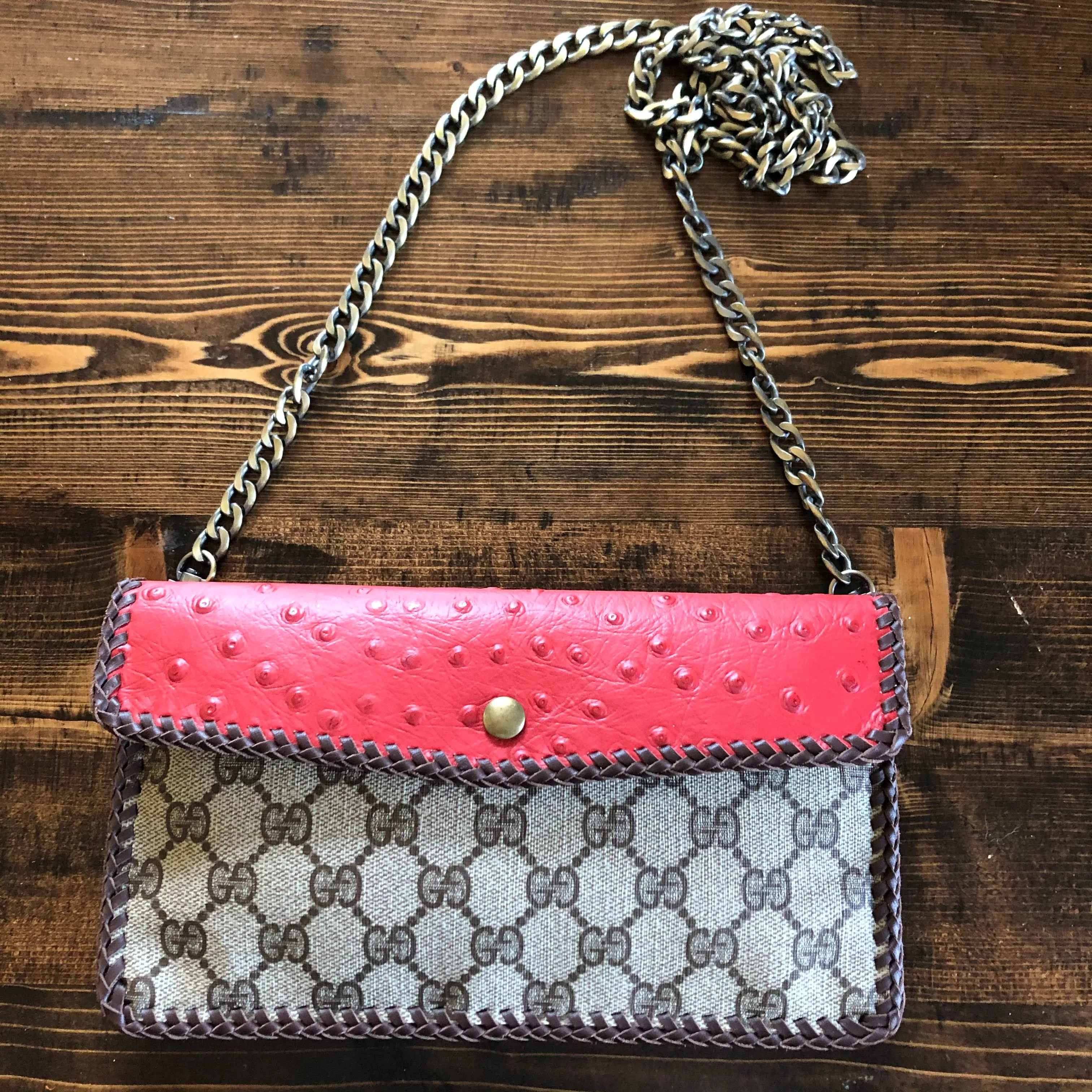 The Crane - Red and Tan GG Vintage Crossbody/Clutch Bag