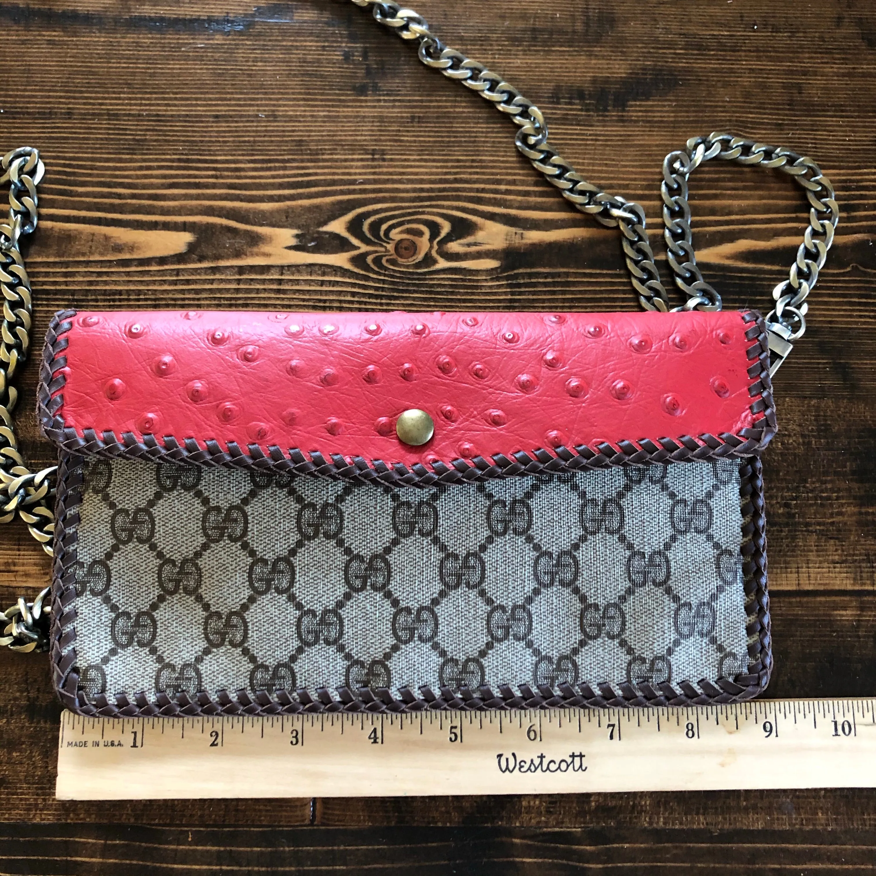 The Crane - Red and Tan GG Vintage Crossbody/Clutch Bag