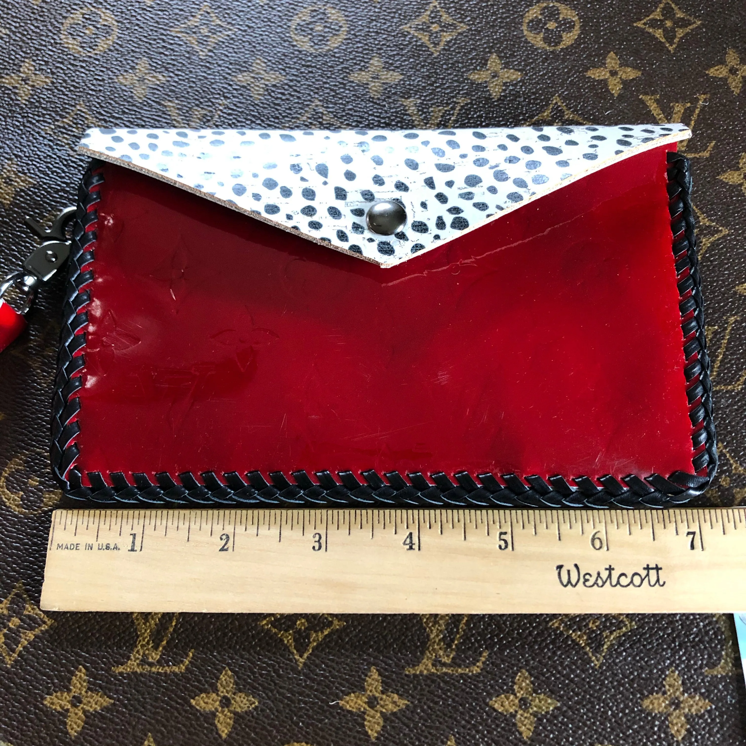 The Wren - Red Vernis/Cheetah Vintage Wristlet/Fanny Pack/Clutch