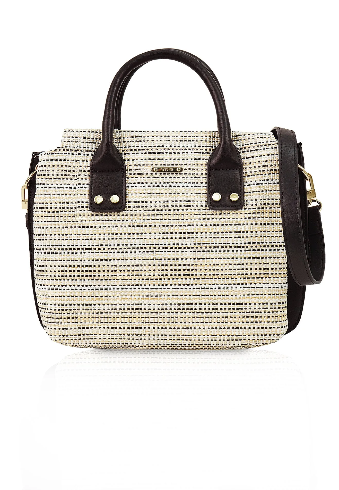 VOIR ROXY Woven Top Handle Satchel Bag