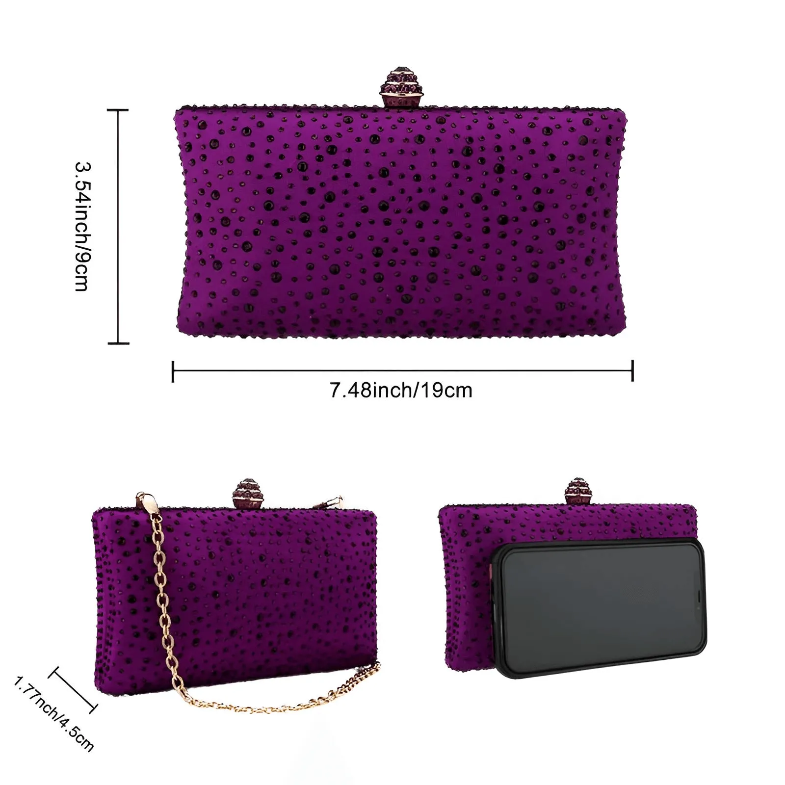 Women's Clutch With Rhinestones - In 9 Trending Colors!